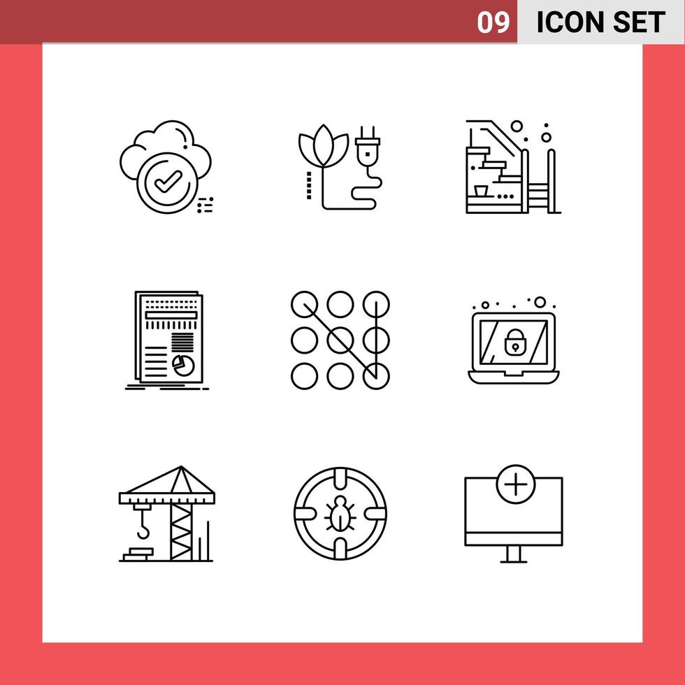 9 Creative Icons Modern Signs and Symbols of report data plug business up Editable Vector Design Elements