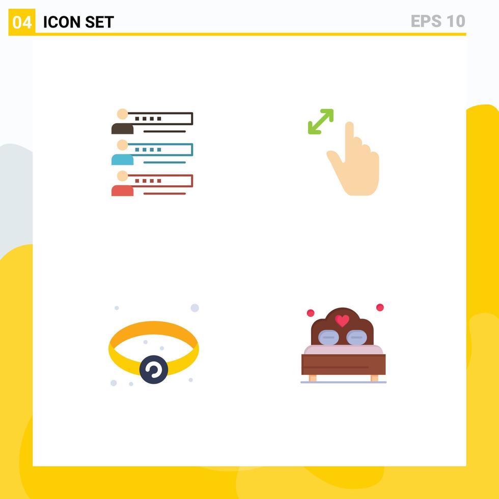 User Interface Pack of 4 Basic Flat Icons of skills interface profile team touch Editable Vector Design Elements