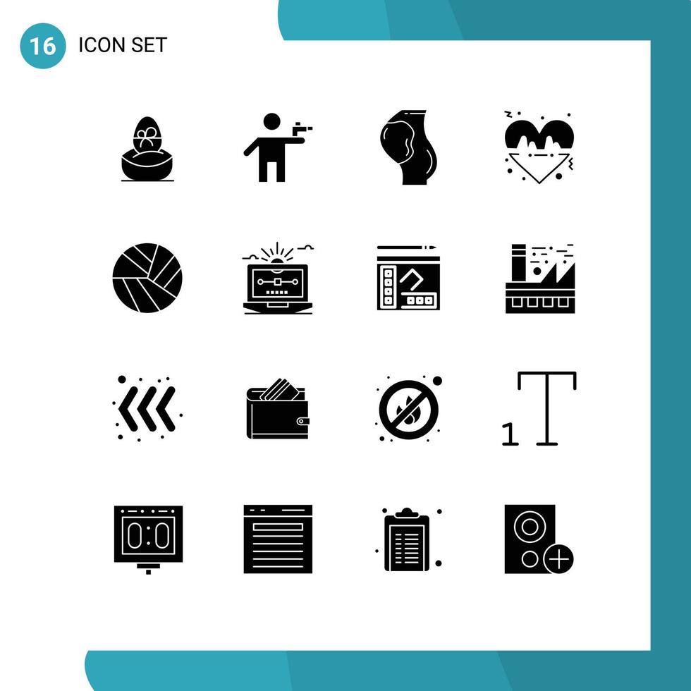 16 Universal Solid Glyphs Set for Web and Mobile Applications line beat killer fetus baby Editable Vector Design Elements