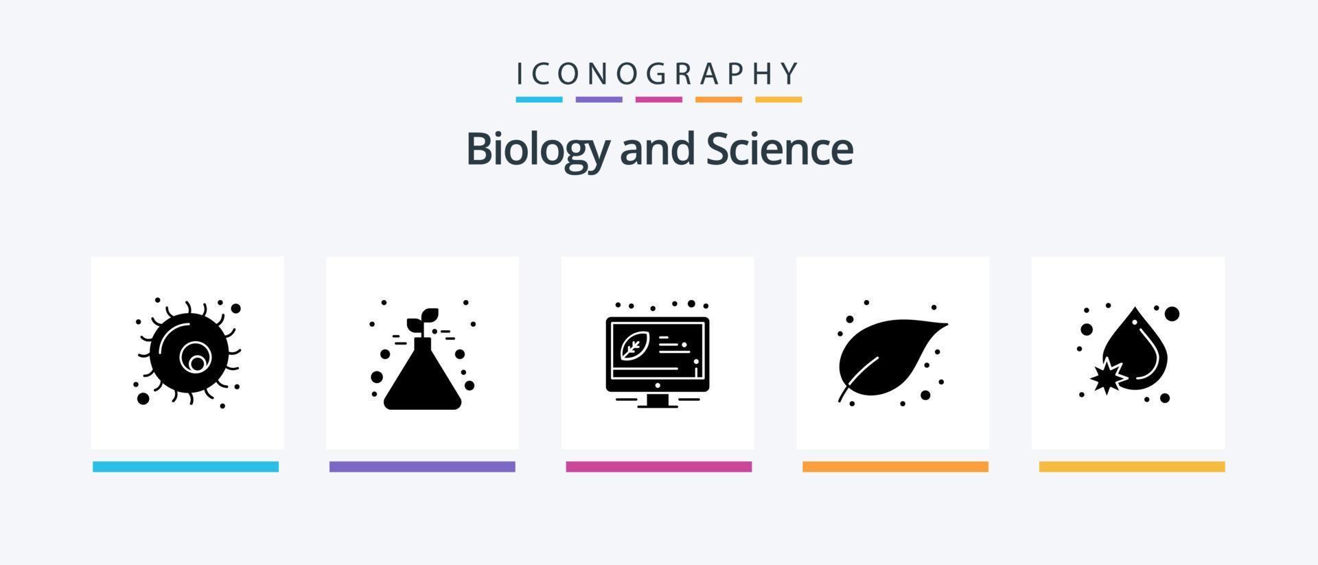 Biology Glyph 5 Icon Pack Including blood. plant. desktop. growth. leaf. Creative Icons Design vector
