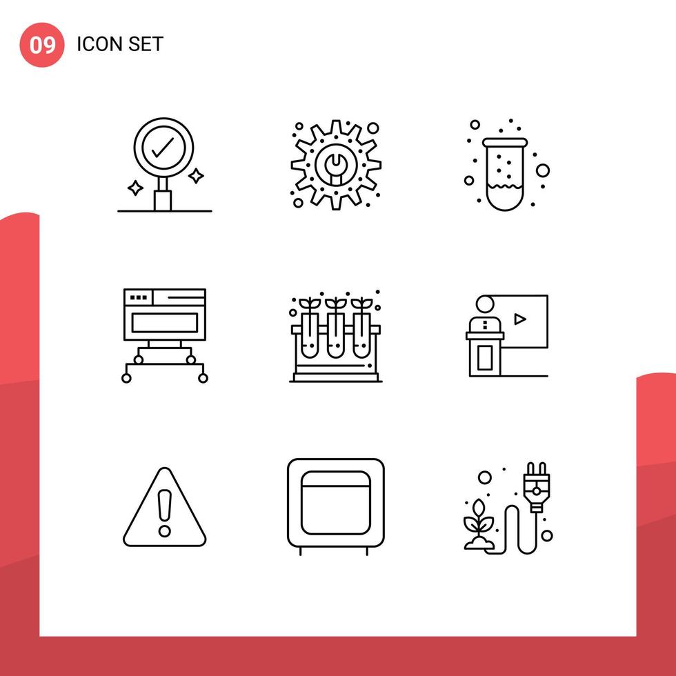 9 Creative Icons Modern Signs and Symbols of tubes plant test tube lab data Editable Vector Design Elements