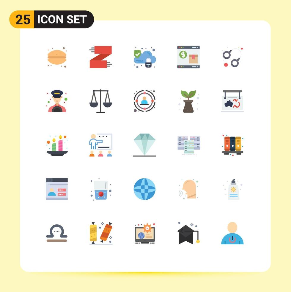 Pack of 25 Modern Flat Colors Signs and Symbols for Web Print Media such as criminal shopping scarf shop internet Editable Vector Design Elements