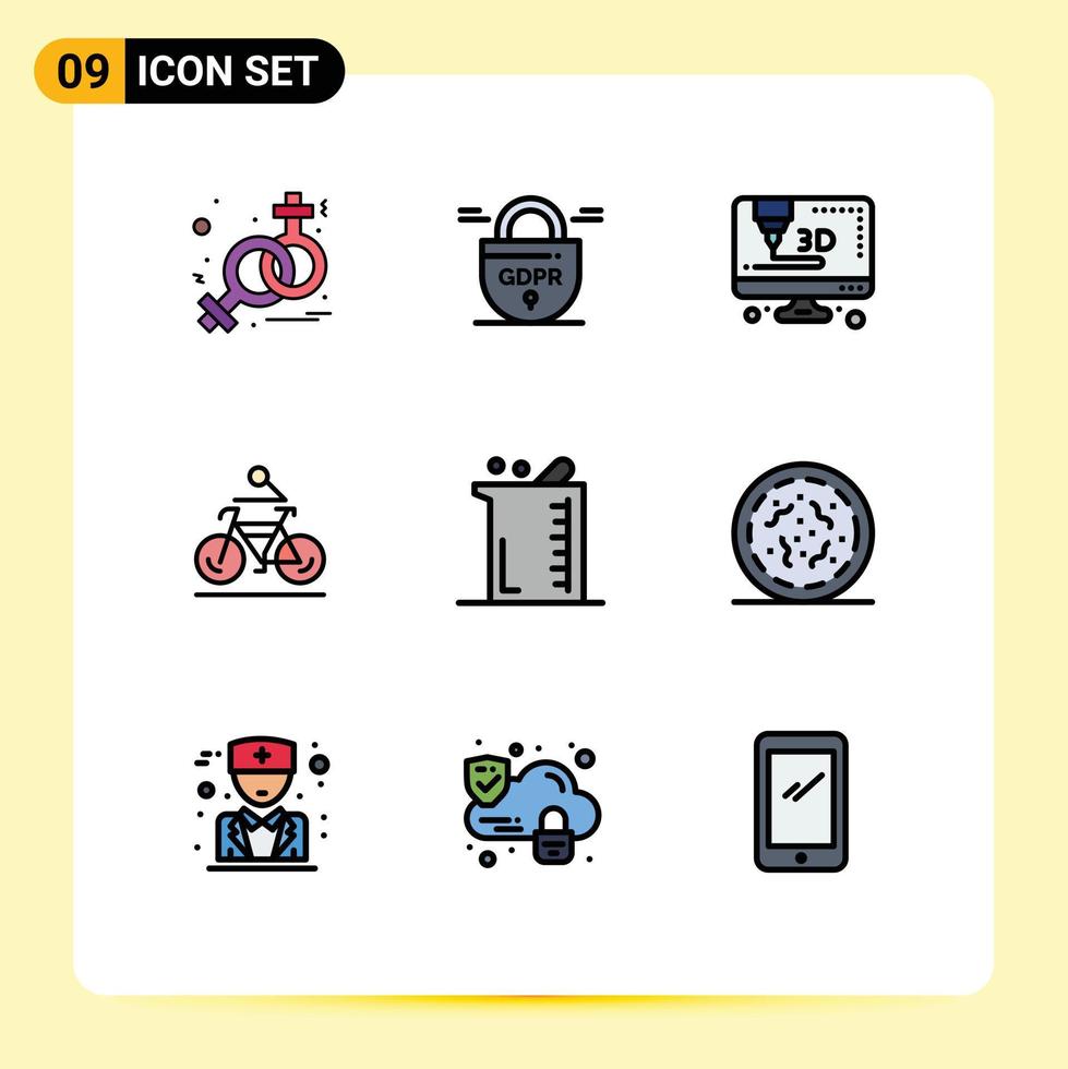 9 Creative Icons Modern Signs and Symbols of chemistry biochemistry computer bigger biking Editable Vector Design Elements