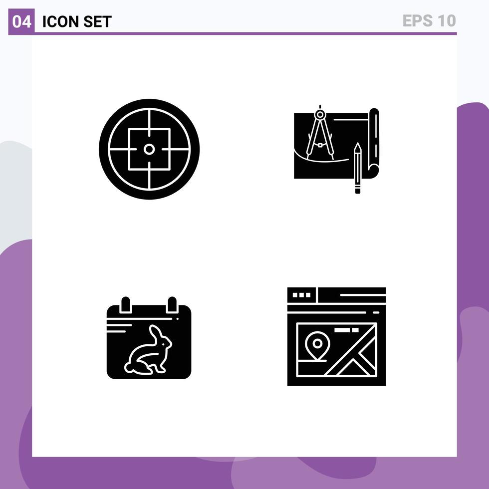 4 Universal Solid Glyphs Set for Web and Mobile Applications army paper soldier architecture calender Editable Vector Design Elements
