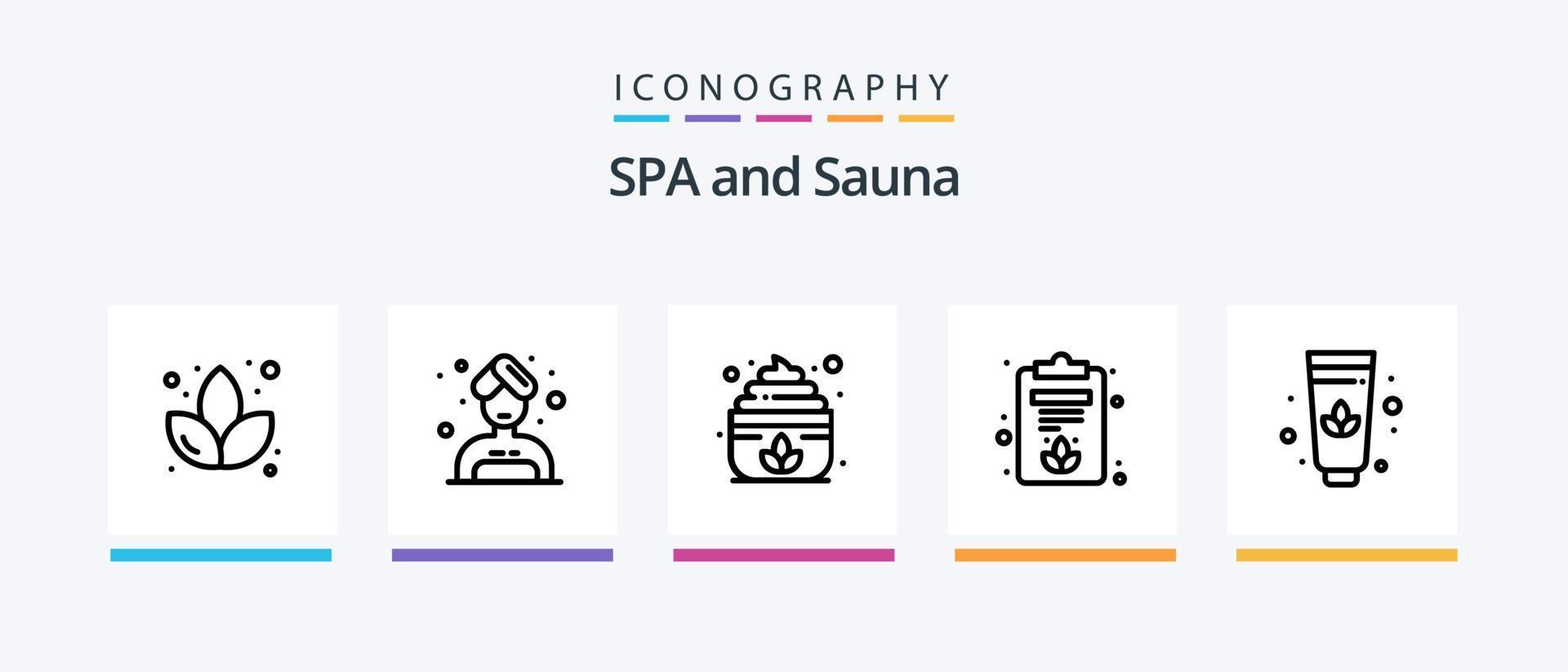 Sauna Line 5 Icon Pack Including . lotus. nature. sauna. tag. Creative Icons Design vector