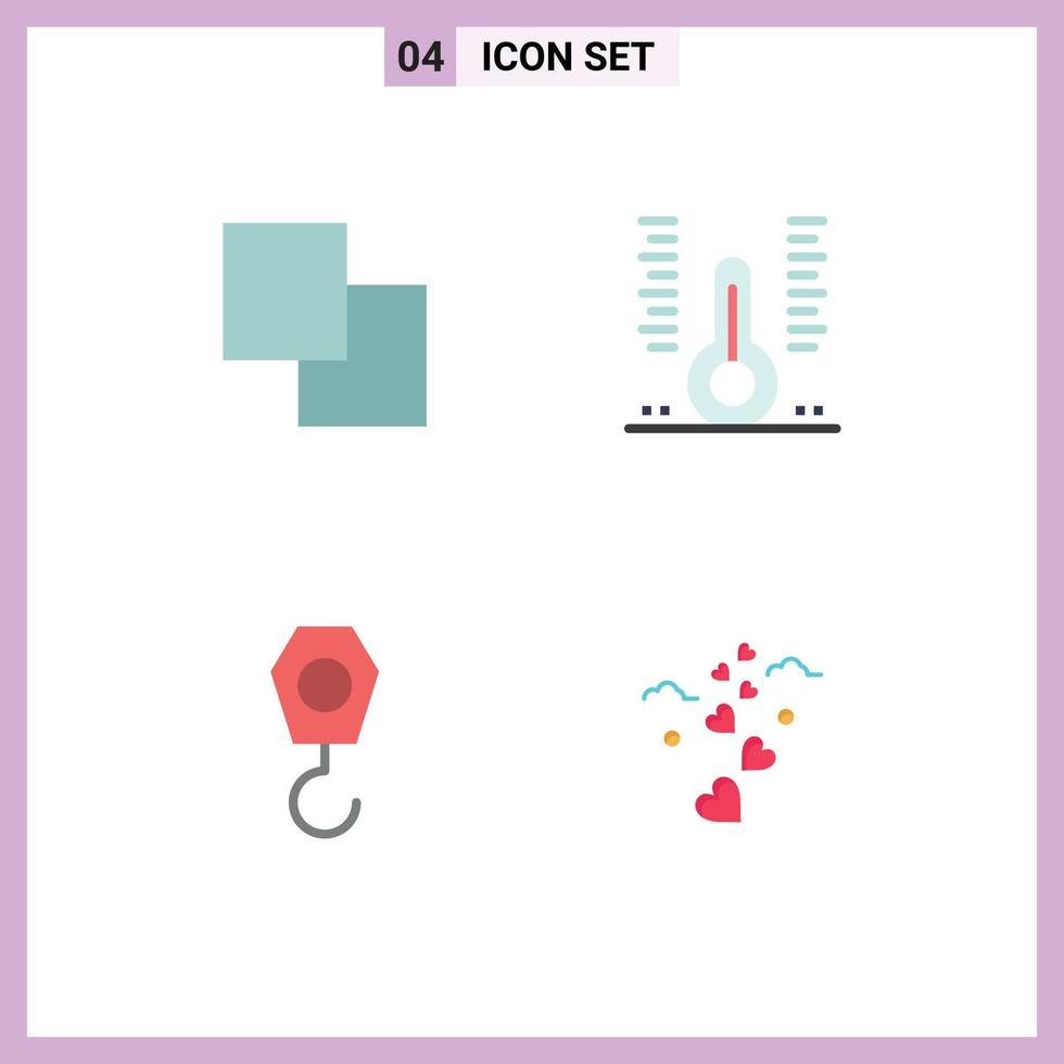 Group of 4 Modern Flat Icons Set for copy crane health medical hearts Editable Vector Design Elements