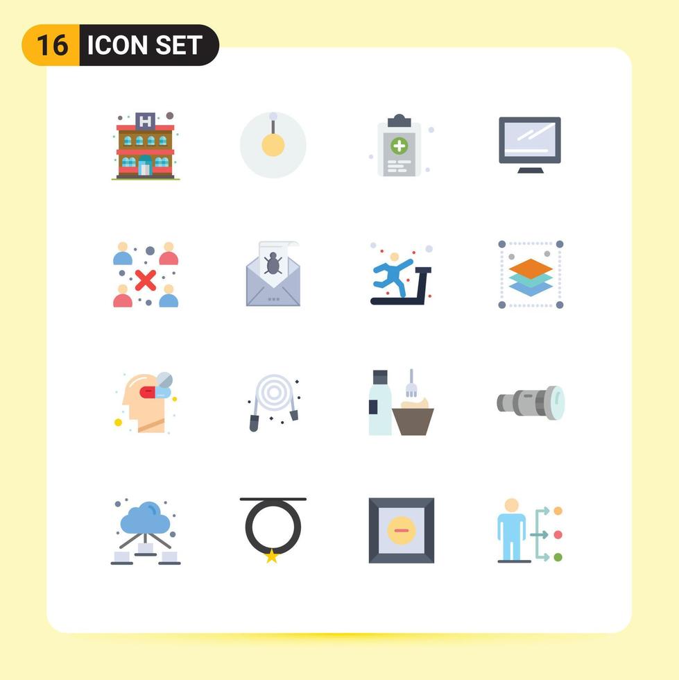Set of 16 Vector Flat Colors on Grid for workgroup modern test business imac Editable Pack of Creative Vector Design Elements