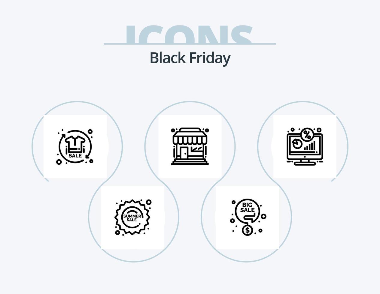 Black Friday Line Icon Pack 5 Icon Design. season. bag. sale. car. truck vector