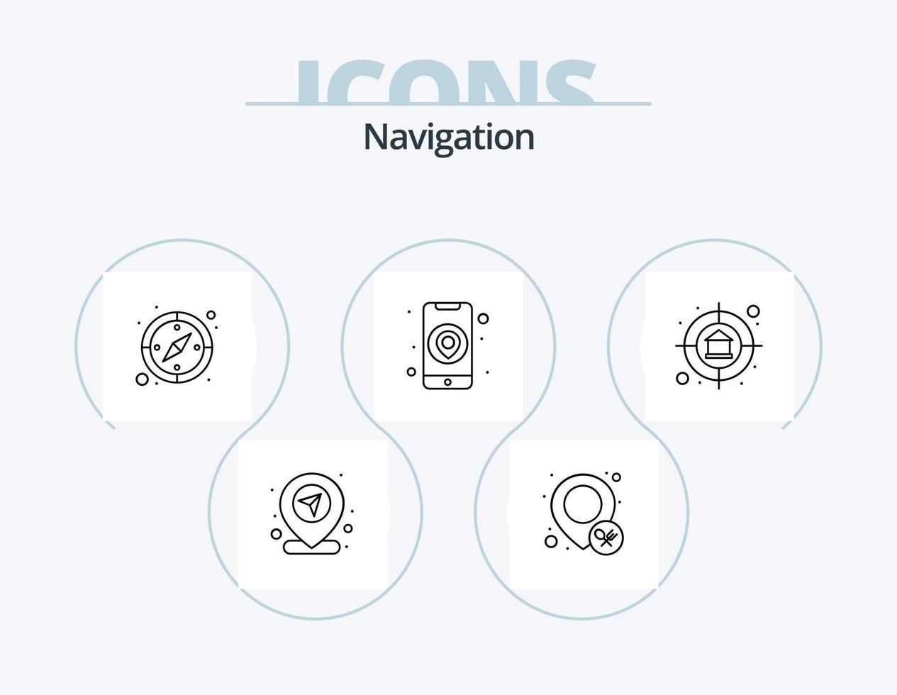 Navigation Line Icon Pack 5 Icon Design. pin. location. track. map. destination vector