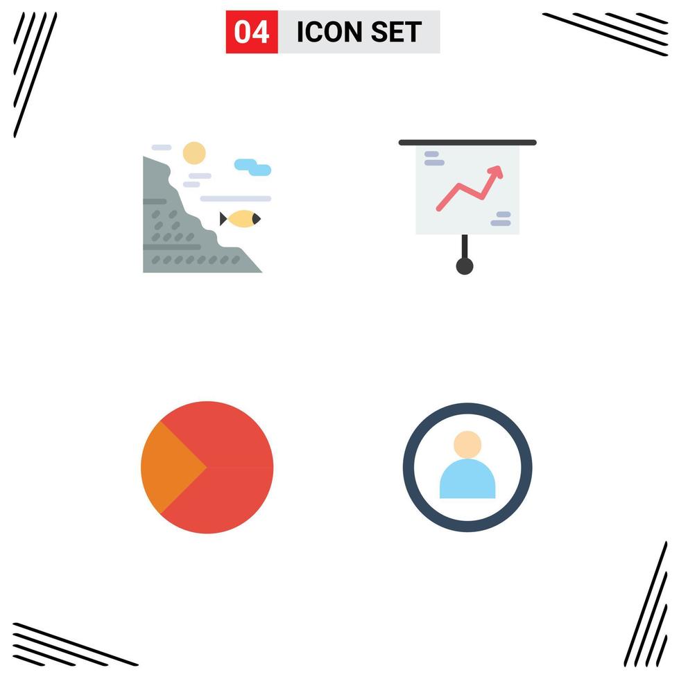 Group of 4 Modern Flat Icons Set for under presentation rock chart chart Editable Vector Design Elements