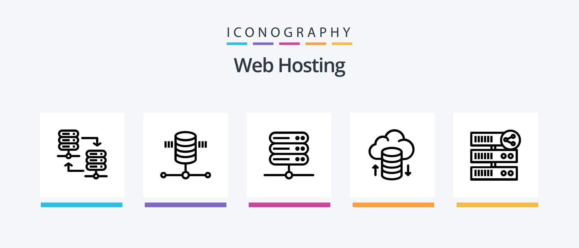 web hospedaje línea 5 5 icono paquete incluso . borrar. seguridad. base de datos. red. creativo íconos diseño vector