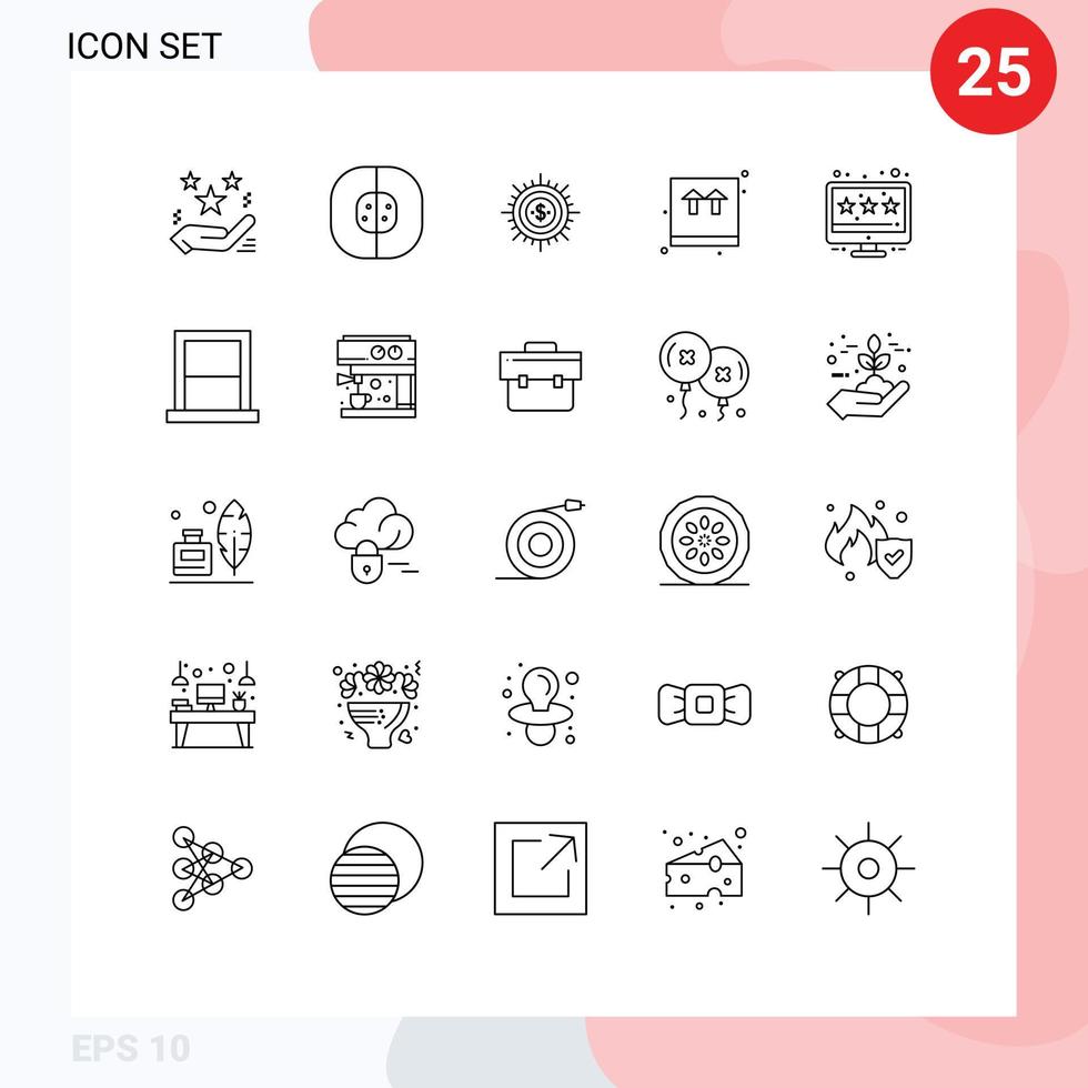 Editable Vector Line Pack of 25 Simple Lines of box spend chemistry flow cash Editable Vector Design Elements