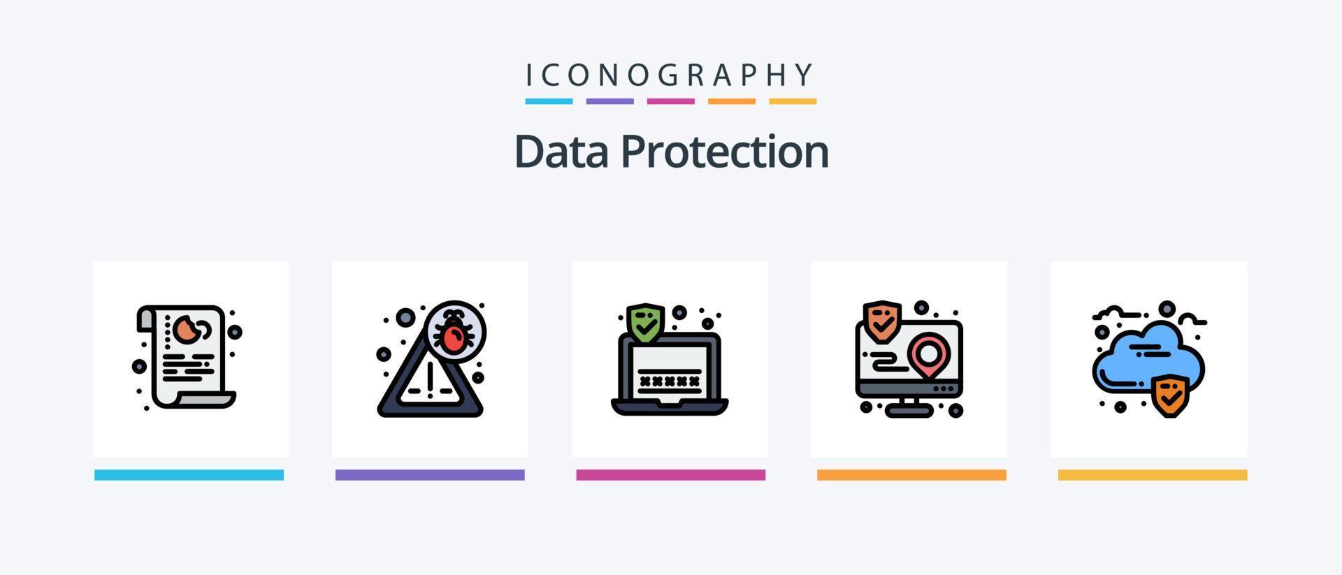 datos proteccion línea lleno 5 5 icono paquete incluso . encriptación dinero. datos. seguridad. creativo íconos diseño vector