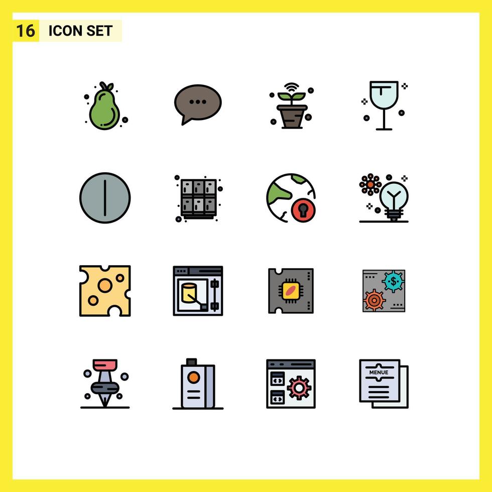 Stock Vector Icon Pack of 16 Line Signs and Symbols for on glass internet food wifi Editable Creative Vector Design Elements