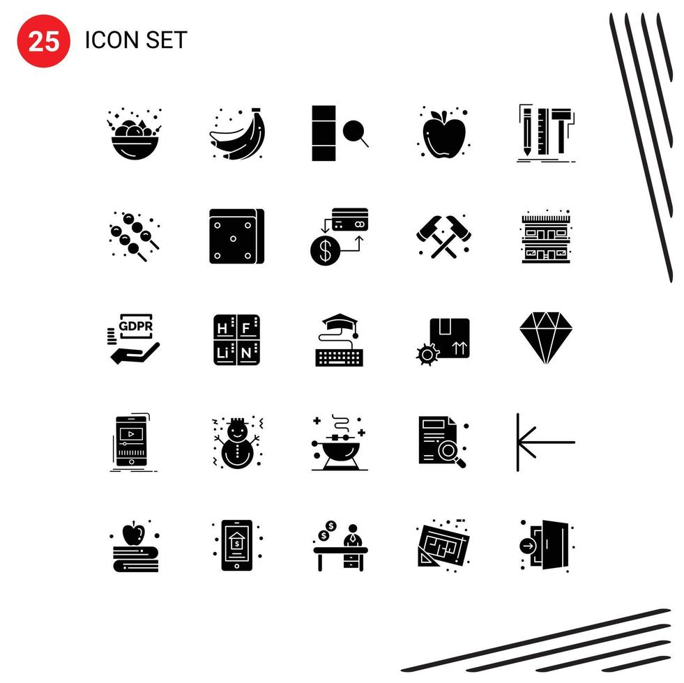 25 Solid Glyph concept for Websites Mobile and Apps tools designer data design fruit Editable Vector Design Elements