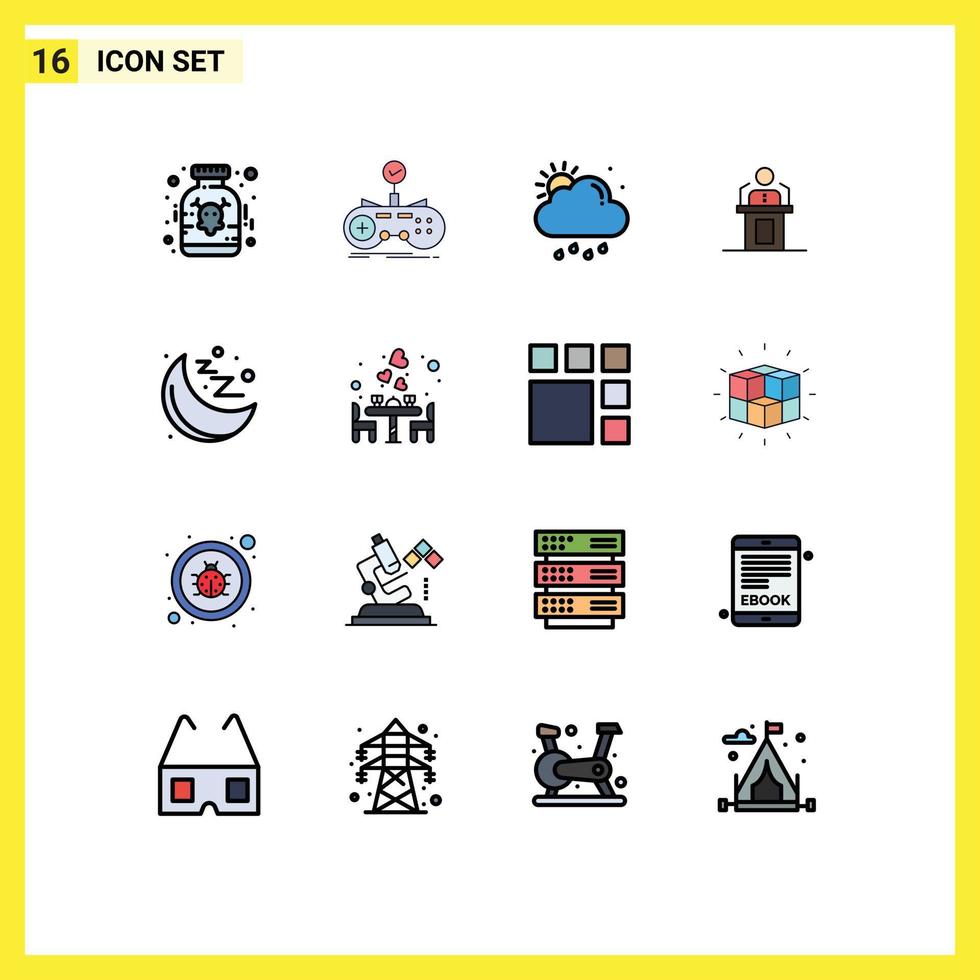 Set of 16 Modern UI Icons Symbols Signs for pudlic presentation gaming person sun Editable Creative Vector Design Elements