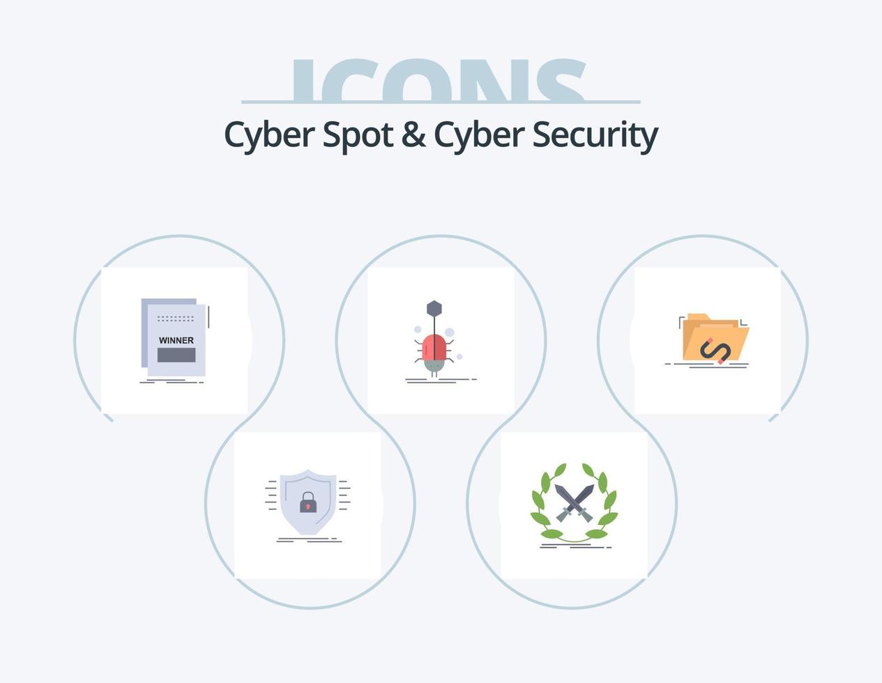 Cyber Spot And Cyber Security Flat Icon Pack 5 Icon Design. spider. bug. label. script. maleficient vector