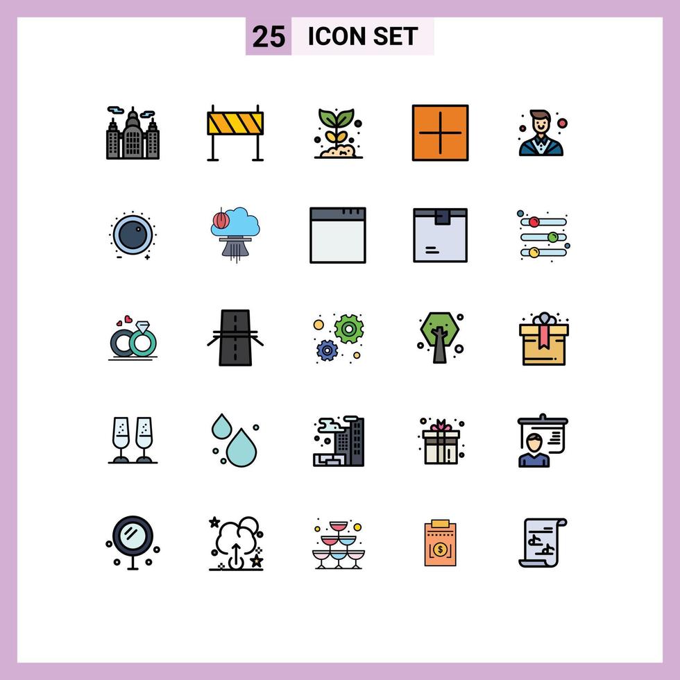 25 Universal Filled line Flat Colors Set for Web and Mobile Applications attorney open agriculture new plant Editable Vector Design Elements