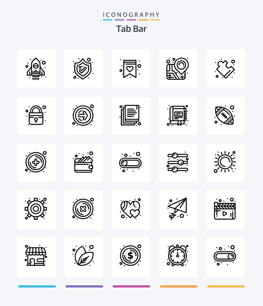 Creative Tab Bar 25 OutLine icon pack  Such As secure. closed. wish list. solution. complex vector