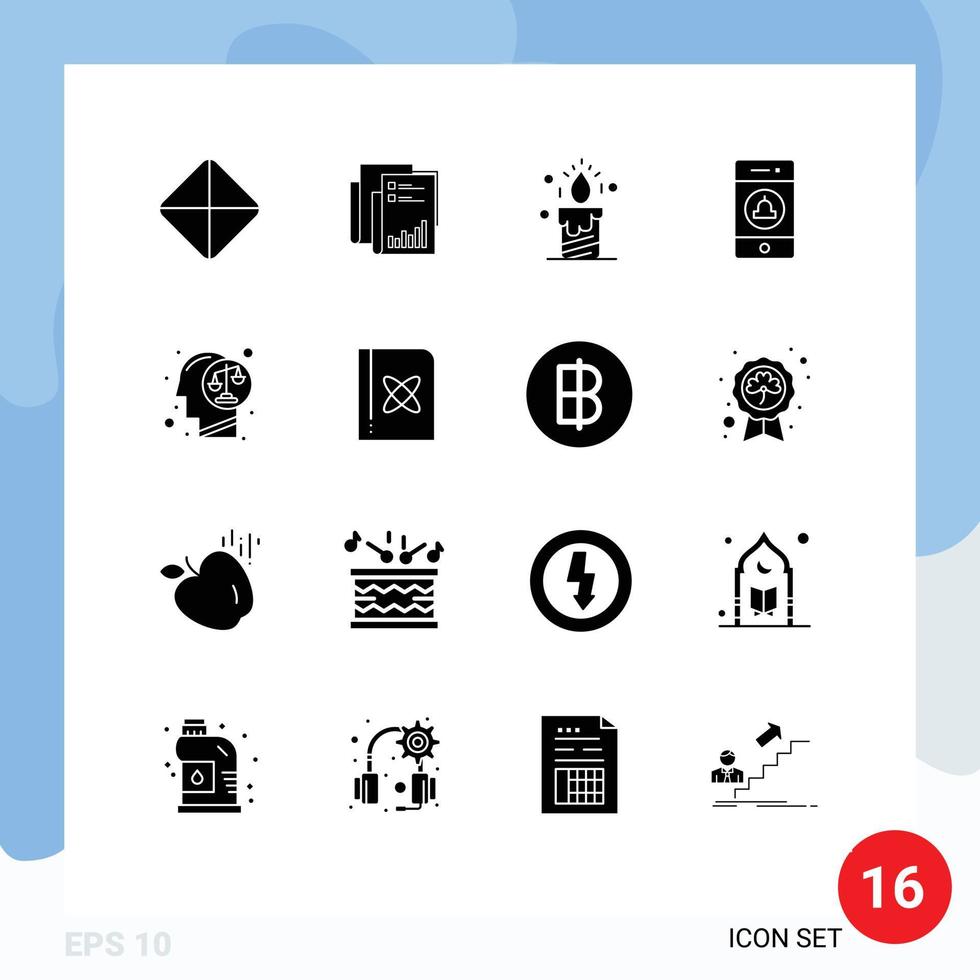 Solid Glyph Pack of 16 Universal Symbols of web signaling marketing notification wedding Editable Vector Design Elements