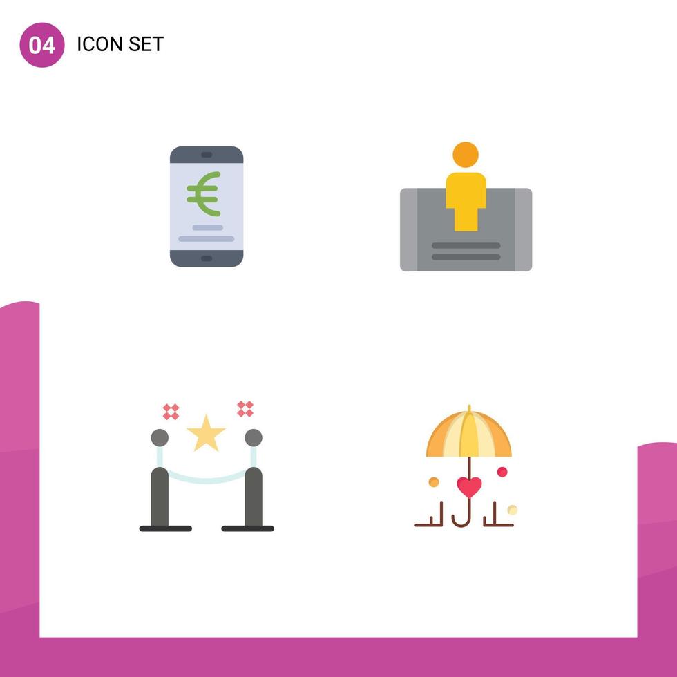 paquete de 4 4 moderno plano íconos señales y símbolos para web impresión medios de comunicación tal como móvil barrera cuerda en línea compromiso estacada editable vector diseño elementos