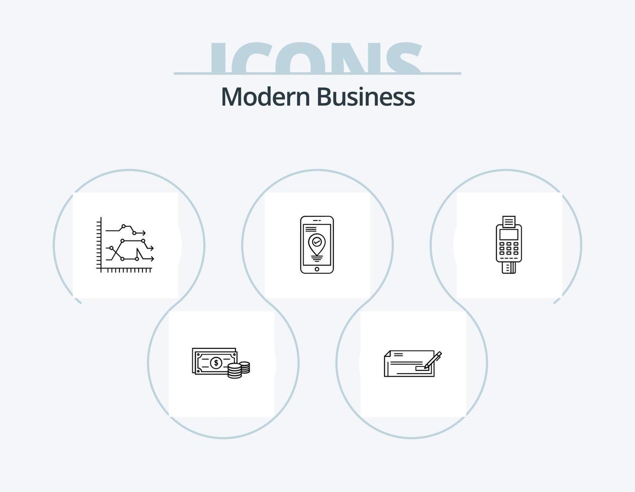 Modern Business Line Icon Pack 5 Icon Design. safe. graph. business. diagram. business vector