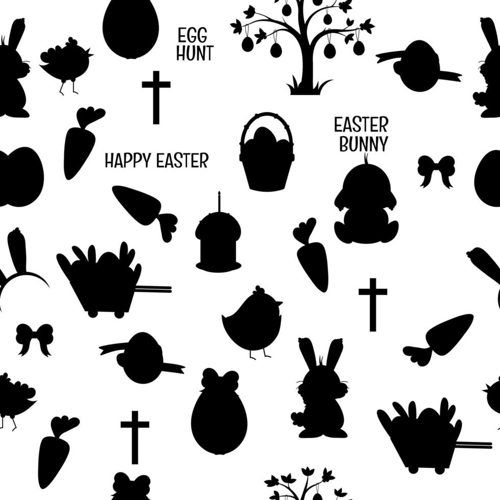 Hand drawn easter pattern silhouette illustration vector