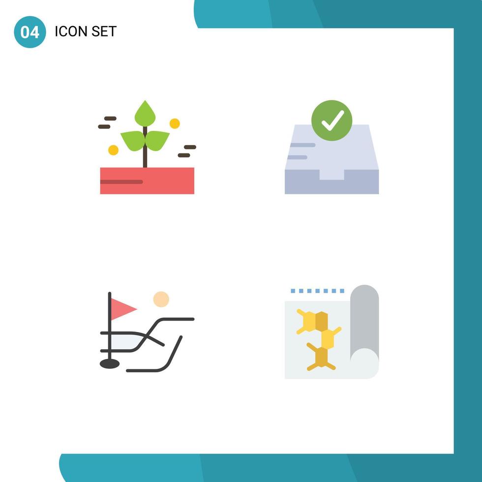 Pack of 4 creative Flat Icons of agriculture field rain inbox biology Editable Vector Design Elements