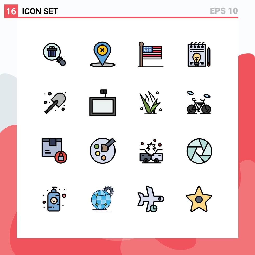 16 Creative Icons Modern Signs and Symbols of farming pen flag bulb business Editable Creative Vector Design Elements