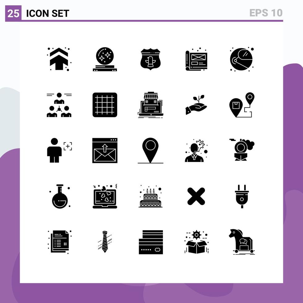 25 Thematic Vector Solid Glyphs and Editable Symbols of file design star creative security Editable Vector Design Elements