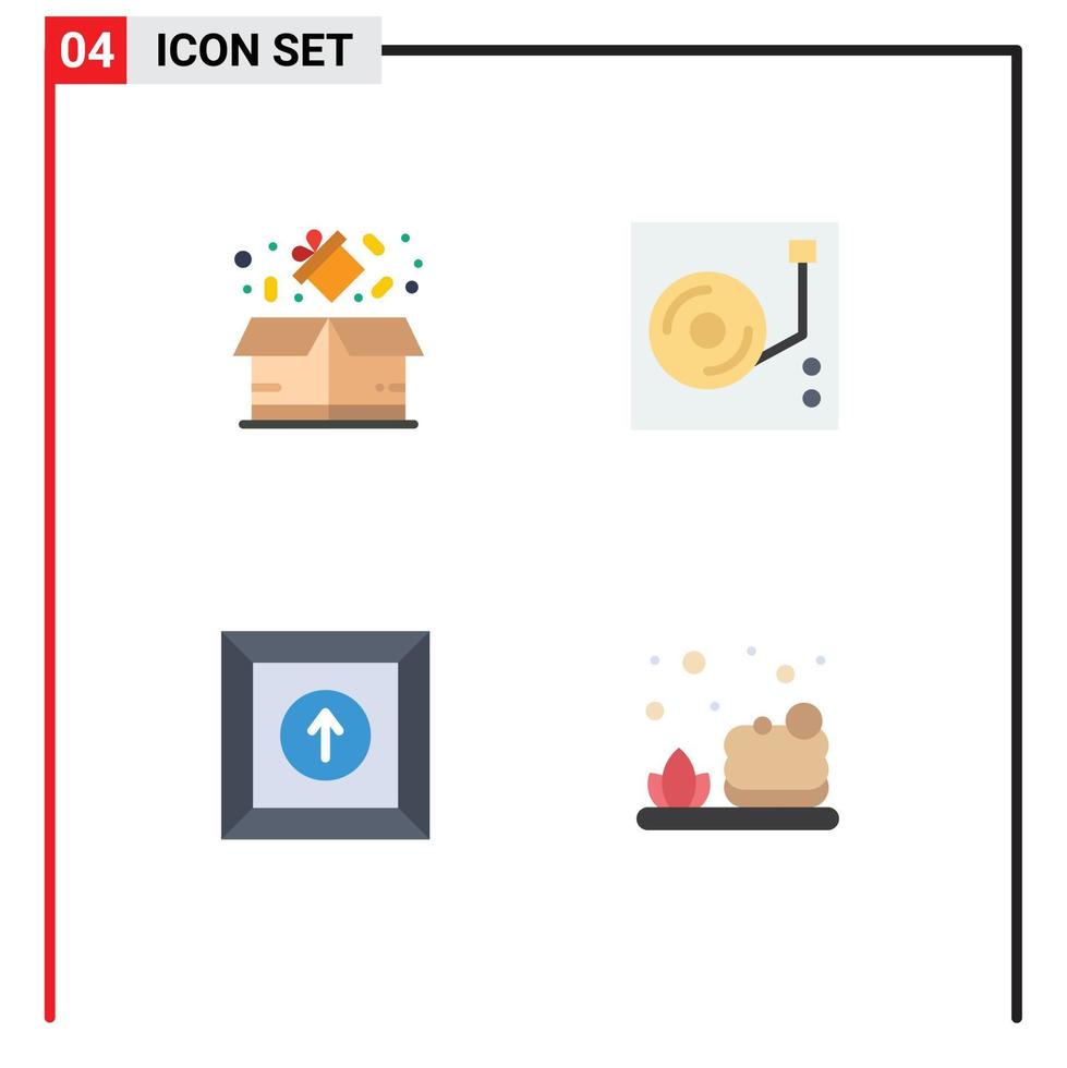 Group of 4 Modern Flat Icons Set for box product sale disk bath Editable Vector Design Elements