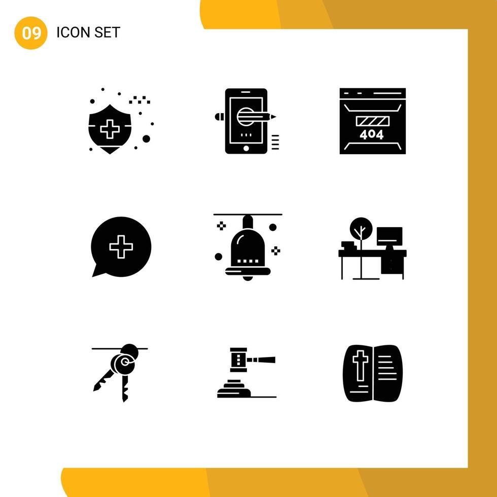 Stock Vector Icon Pack of 9 Line Signs and Symbols for bell new develop chat site Editable Vector Design Elements