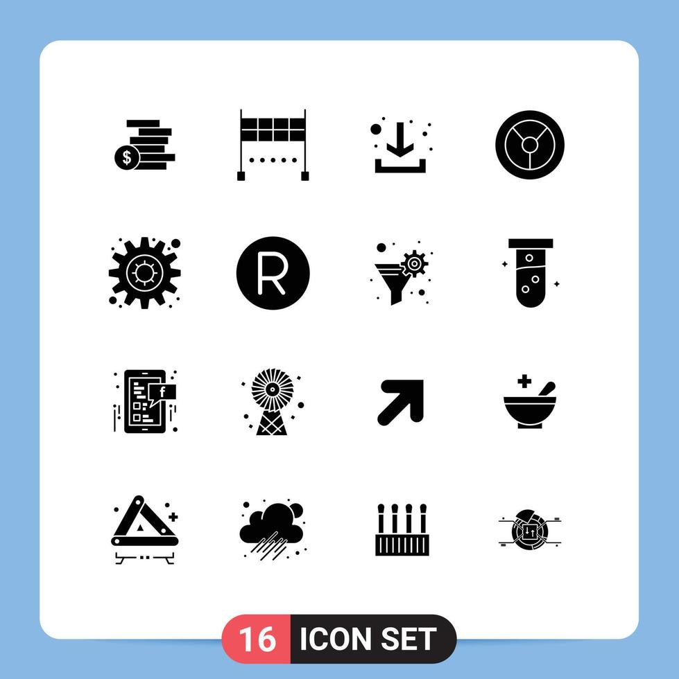 Stock Vector Icon Pack of 16 Line Signs and Symbols for currency rand arrow setting gear Editable Vector Design Elements