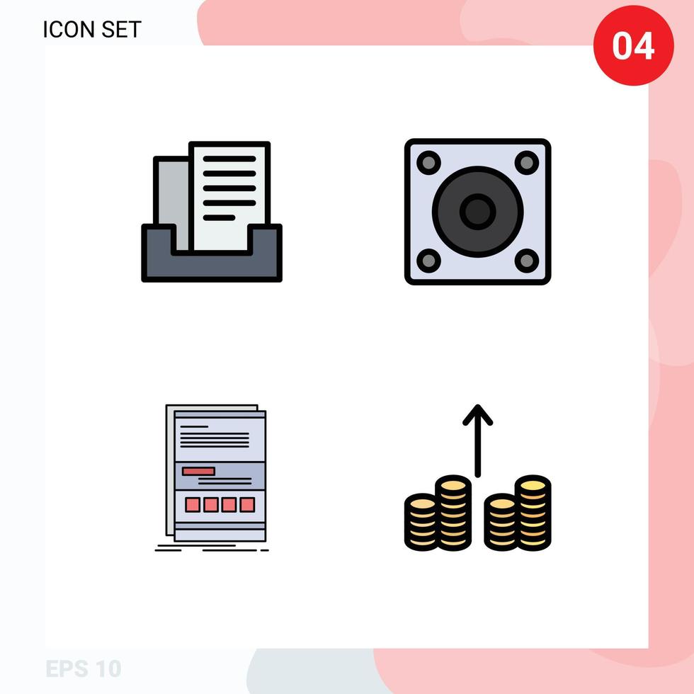 Pictogram Set of 4 Simple Filledline Flat Colors of email internet devices technology responsive Editable Vector Design Elements