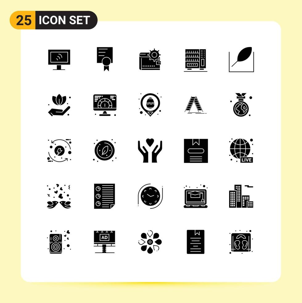 User Interface Pack of 25 Basic Solid Glyphs of leaf wardrobe finance interior making Editable Vector Design Elements
