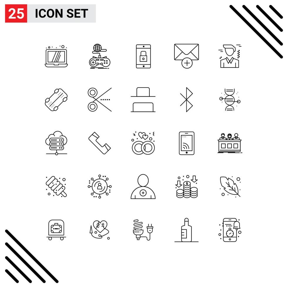 conjunto de 25 moderno ui íconos símbolos señales para hombre nuevo solicitud mensaje móvil solicitud editable vector diseño elementos