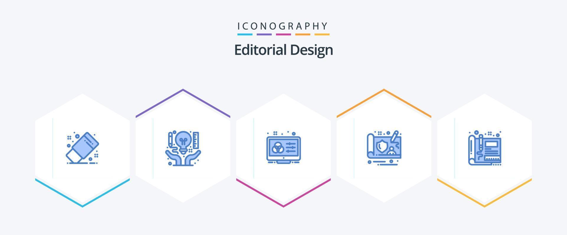 Editorial Design 25 Blue icon pack including blueprint. design. document. controller. control vector