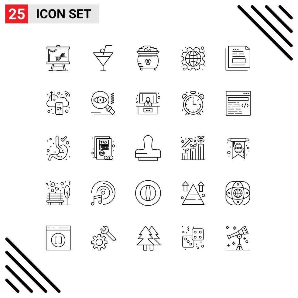 Set of 25 Modern UI Icons Symbols Signs for labour gear clover day st Editable Vector Design Elements