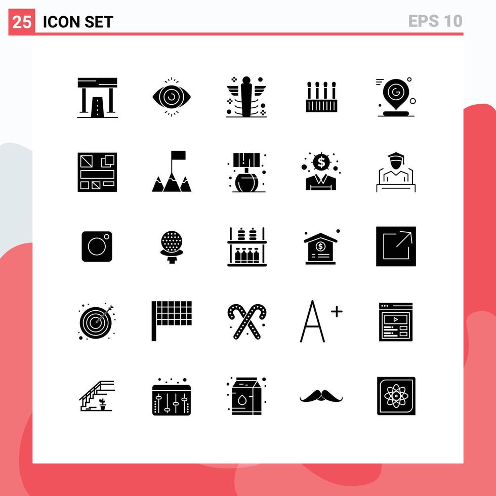 Group of 25 Solid Glyphs Signs and Symbols for google cosmetic care buds medicine Editable Vector Design Elements