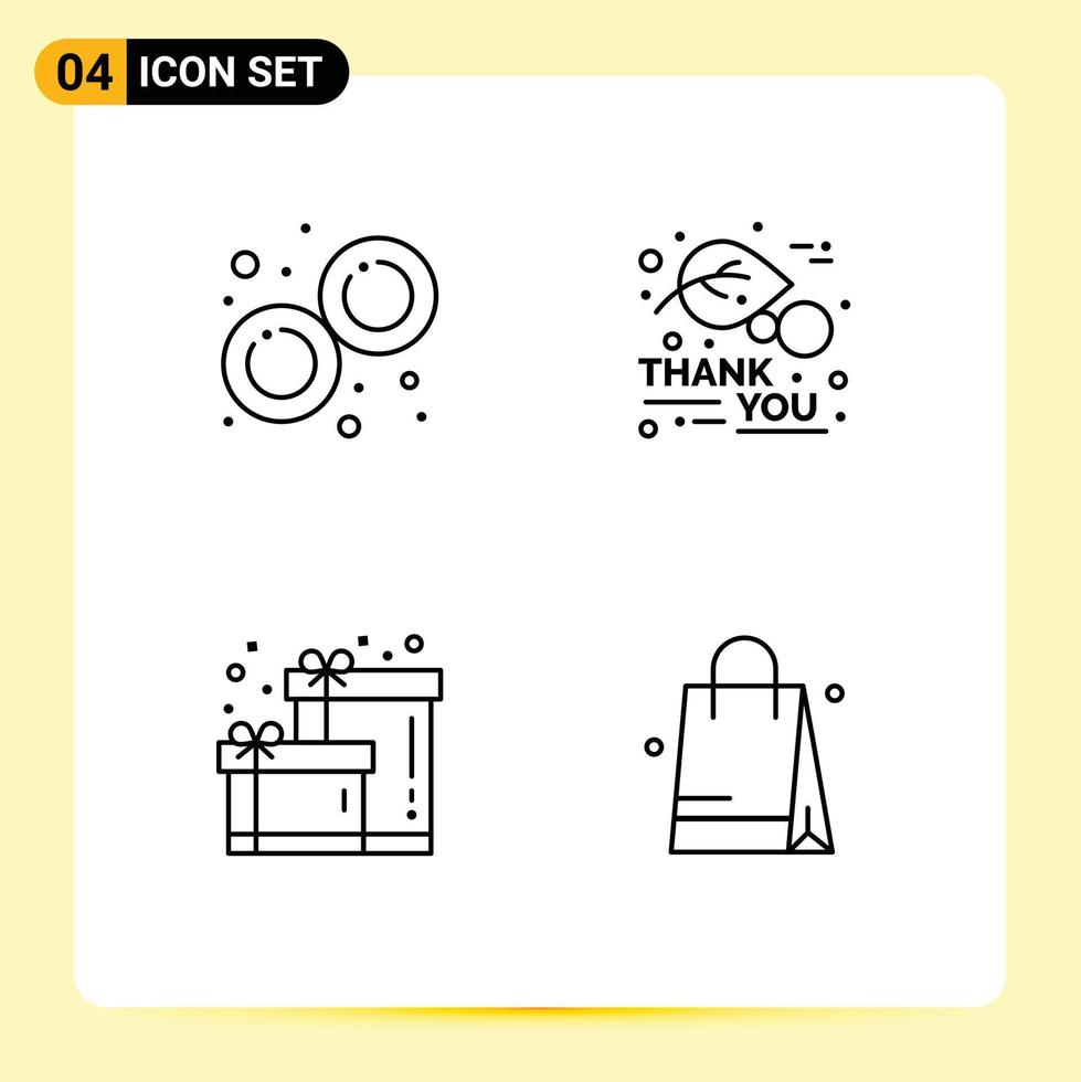 Modern Set of 4 Filledline Flat Colors Pictograph of biology box mitosis leaf handbeg Editable Vector Design Elements