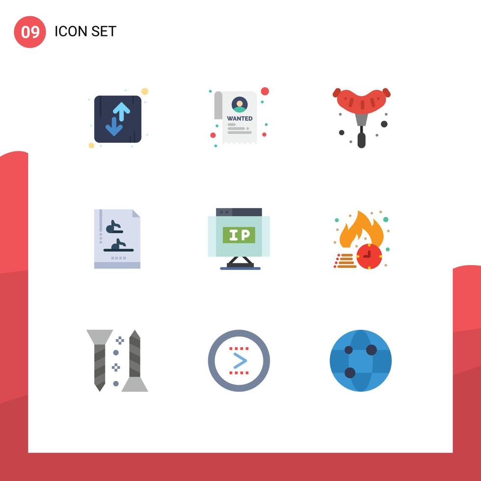 9 Creative Icons Modern Signs and Symbols of location internet bbq multimedia file document Editable Vector Design Elements