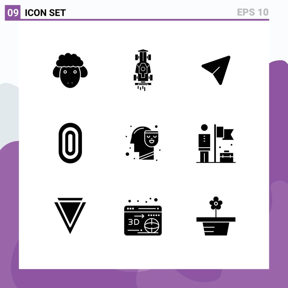 Set of 9 Vector Solid Glyphs on Grid for rug ornament speed buildings computer Editable Vector Design Elements