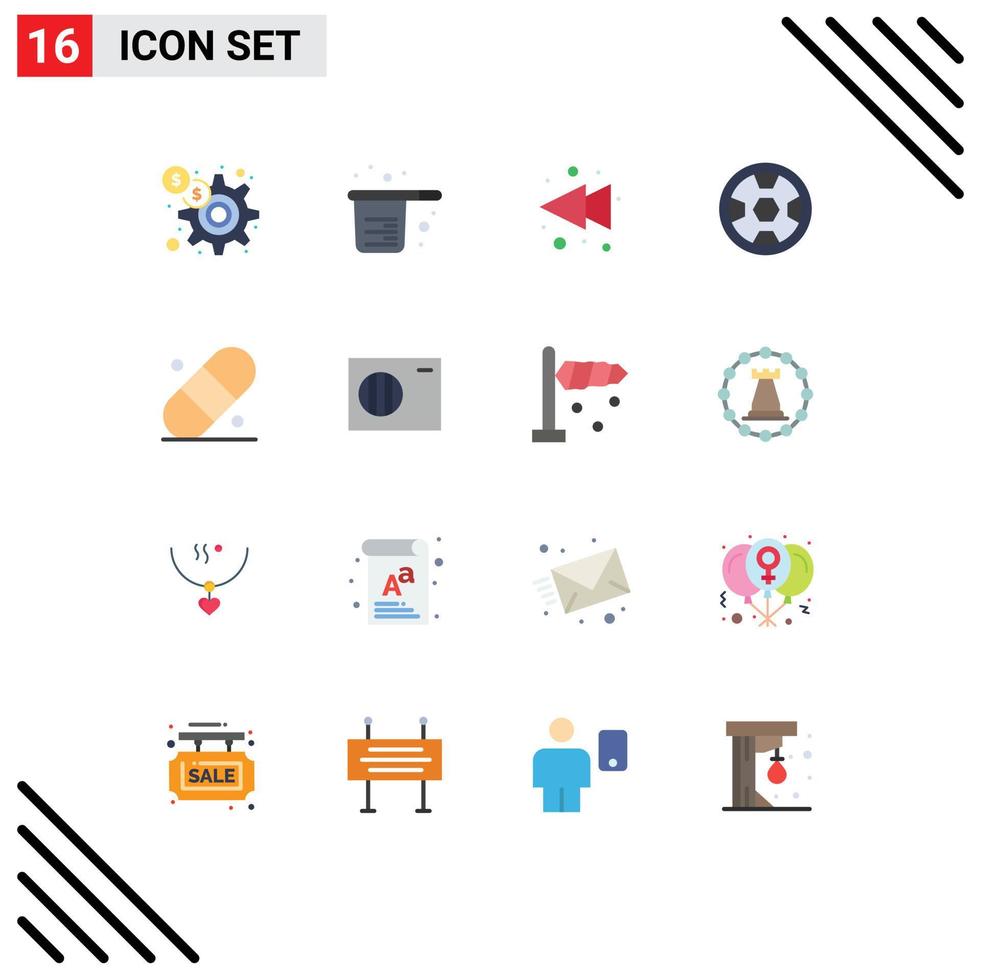 Pictogram Set of 16 Simple Flat Colors of patch wreath measuring football achievement Editable Pack of Creative Vector Design Elements