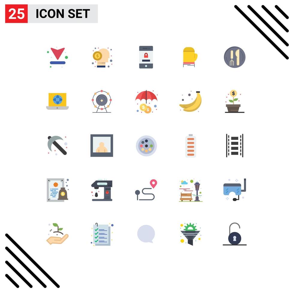 User Interface Pack of 25 Basic Flat Colors of hotel warm shareholder microwave technology Editable Vector Design Elements