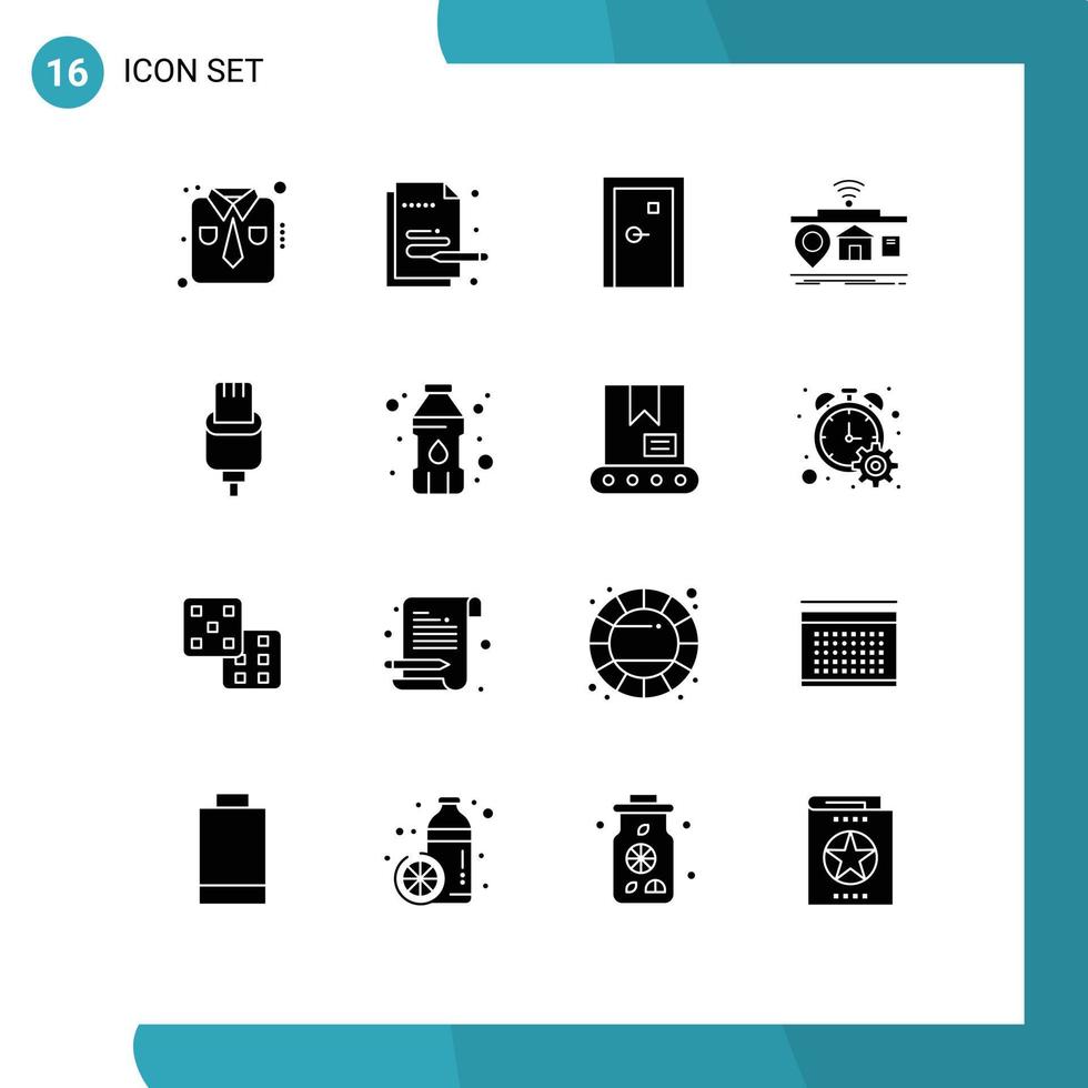 Set of 16 Commercial Solid Glyphs pack for things internet aperture gadgets filled Editable Vector Design Elements