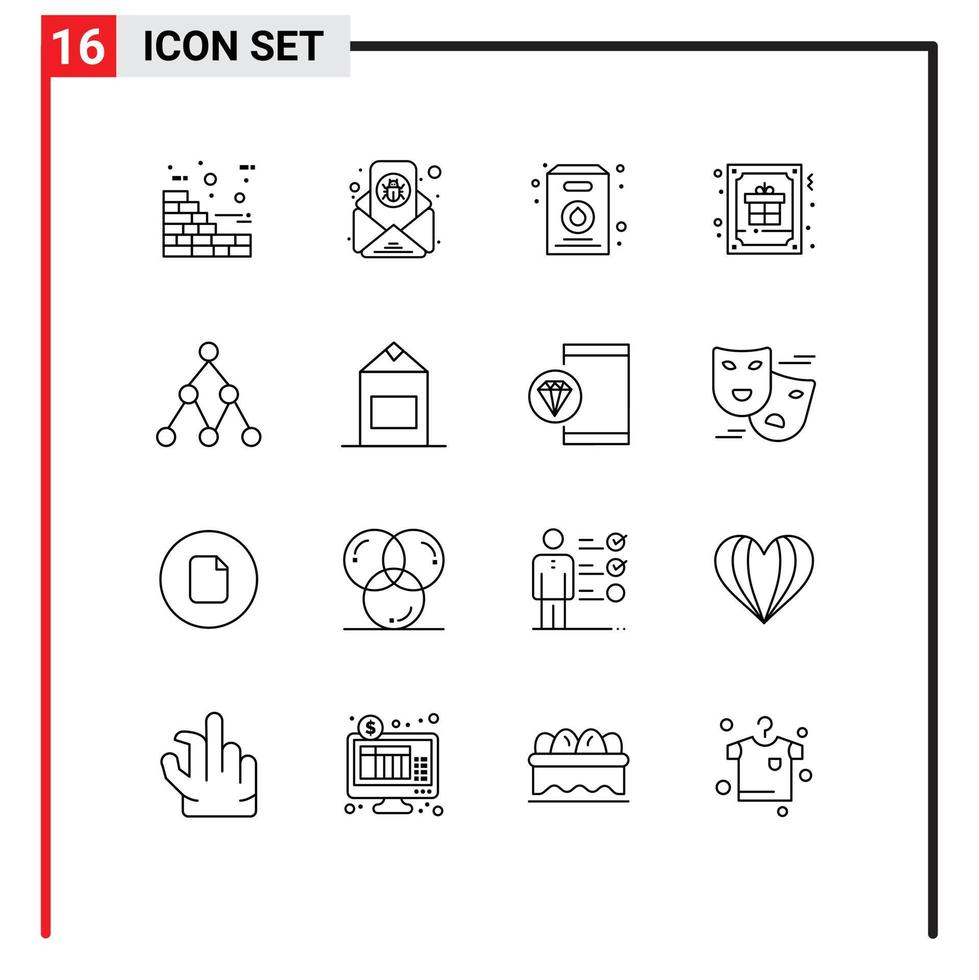 Editable Vector Line Pack of 16 Simple Outlines of social link pack greeting decoration Editable Vector Design Elements