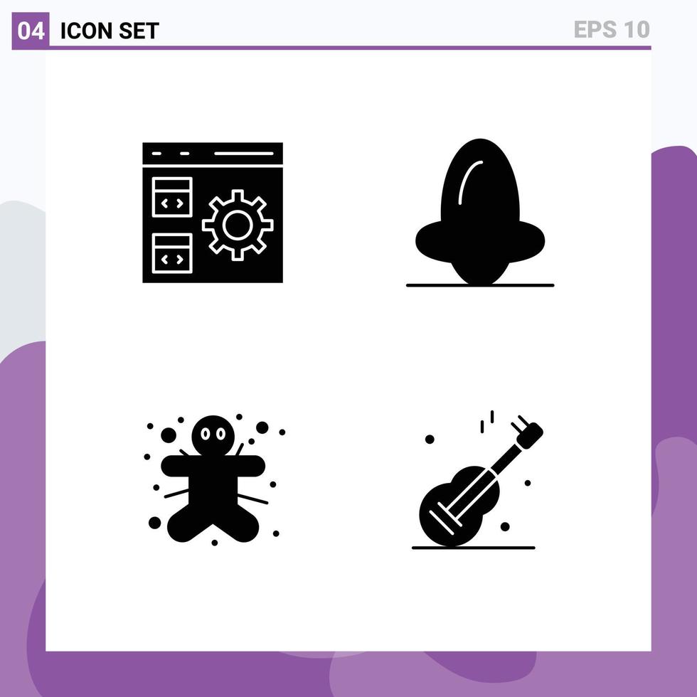 User Interface Pack of 4 Basic Solid Glyphs of app nose development biology ginger Editable Vector Design Elements