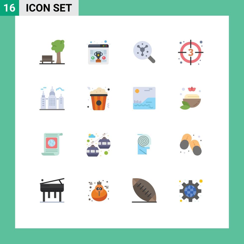 16 Thematic Vector Flat Colors and Editable Symbols of building start search movie countdown Editable Pack of Creative Vector Design Elements