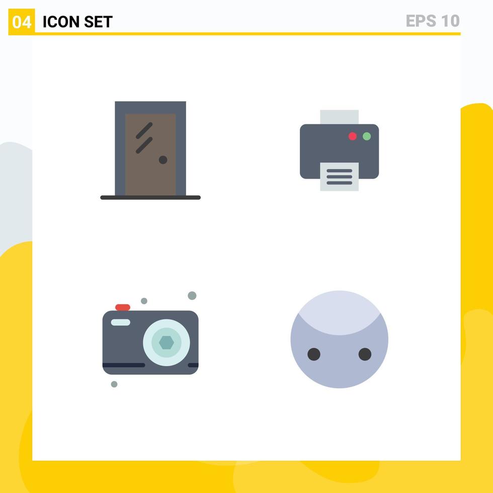 Set of 4 Vector Flat Icons on Grid for door dad interior print fathers day Editable Vector Design Elements