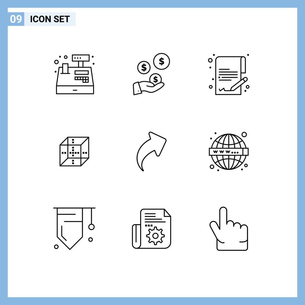 Set of 9 Modern UI Icons Symbols Signs for right arrow document shepping delivrey Editable Vector Design Elements